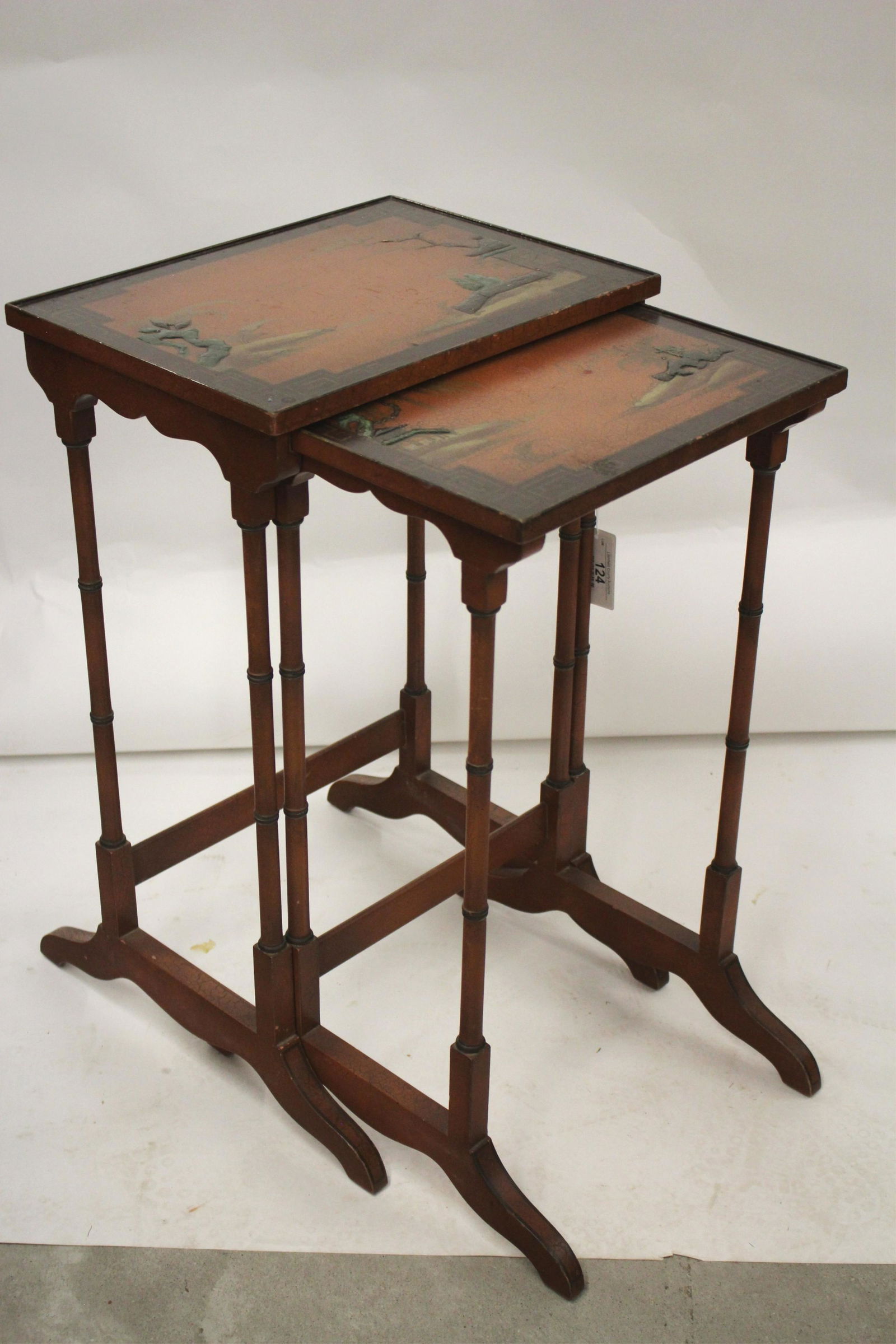 2 Nesting Tables, Japanned Chinoiserie (1 of 2)