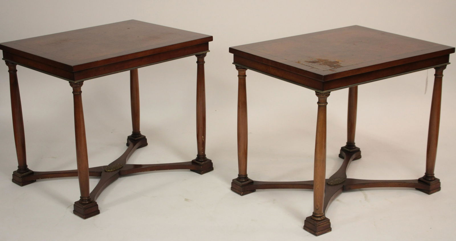 Pair Directoire Style Burl Walnut End Tables (1 of 3)