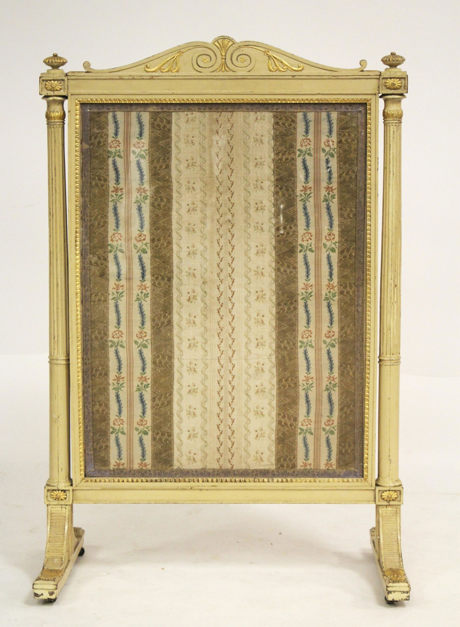 French Carved Painted & Gilded Fire Screen, 19th C (1 of 5)