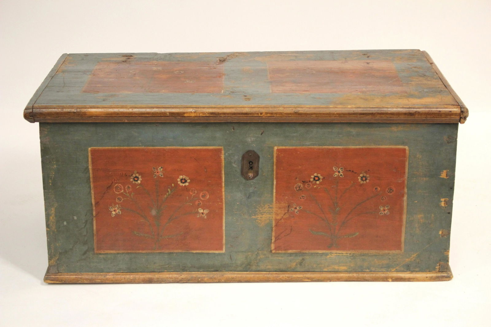 19th C. German Short Painted Storage Chest (1 of 5)