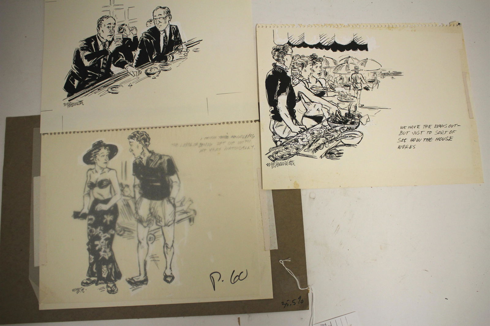 William Hamilton, 3 Illustrations, ink on paper (1 of 4)