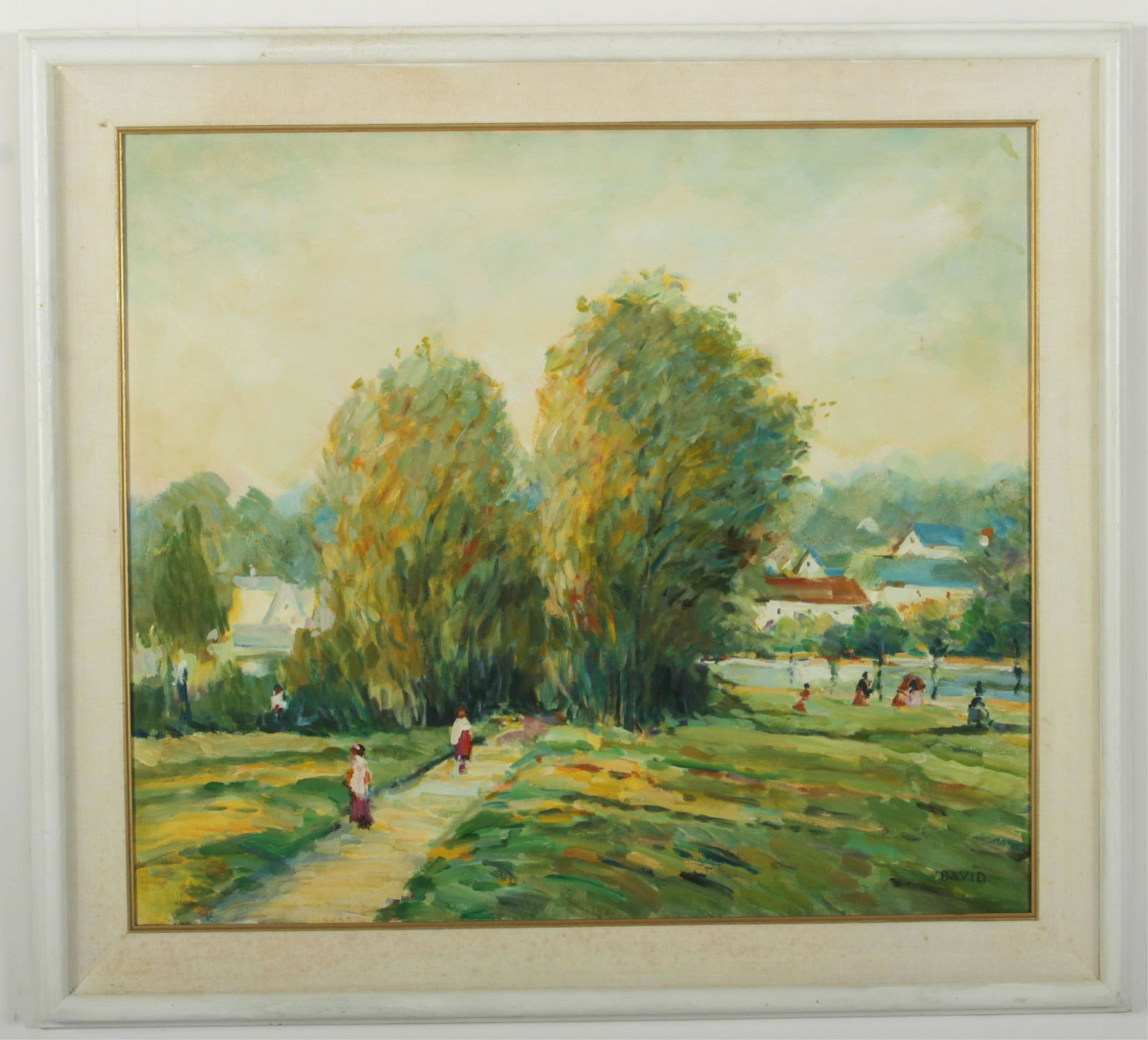 David, 20th C, Walk by the River & Trees O/C (1 of 6)