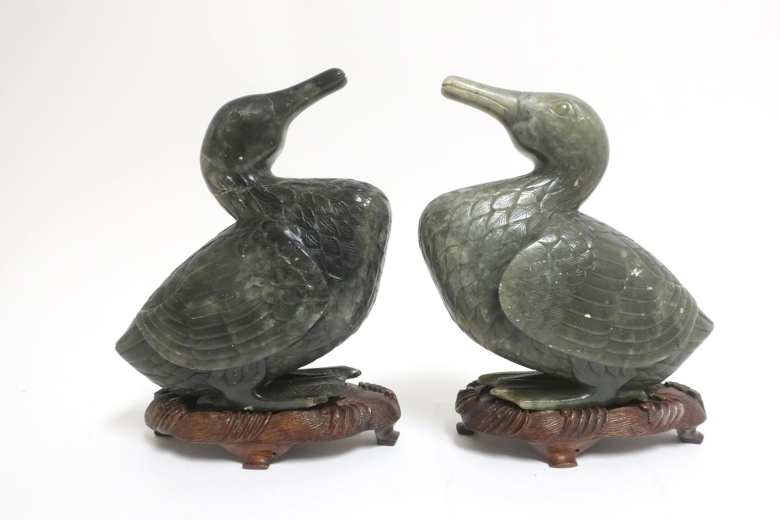 Pr Chinese Serpentine Ducks on Stands (1 of 5)