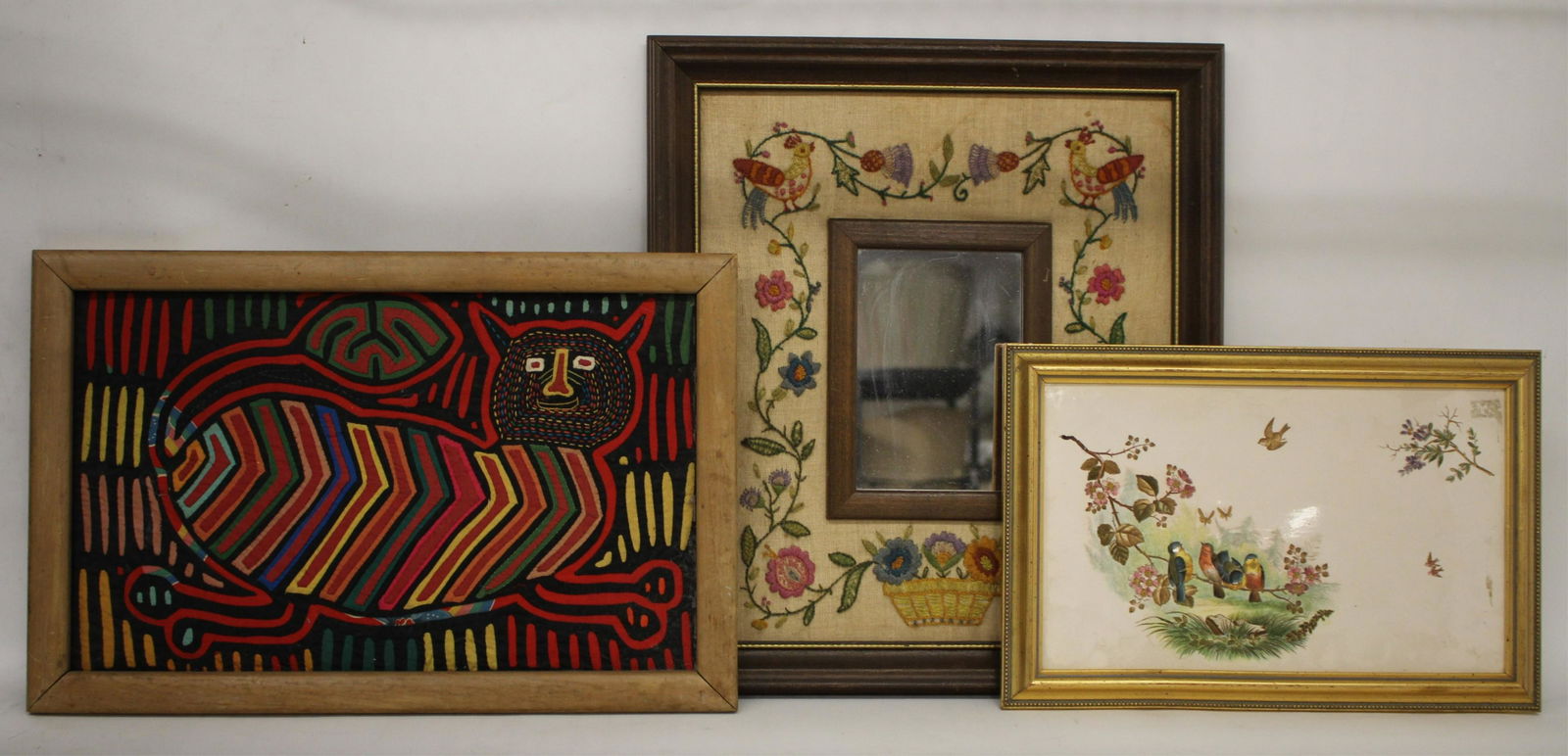 Two Embroidery and a Painted Tile (1 of 3)