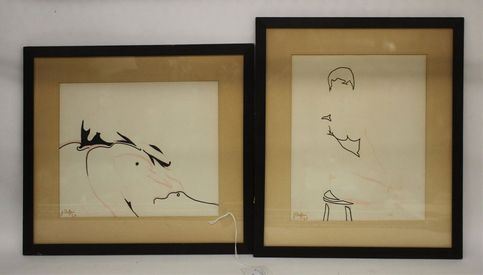 2 Modern Figural Studies, Line & Ink on Paper (1 of 6)