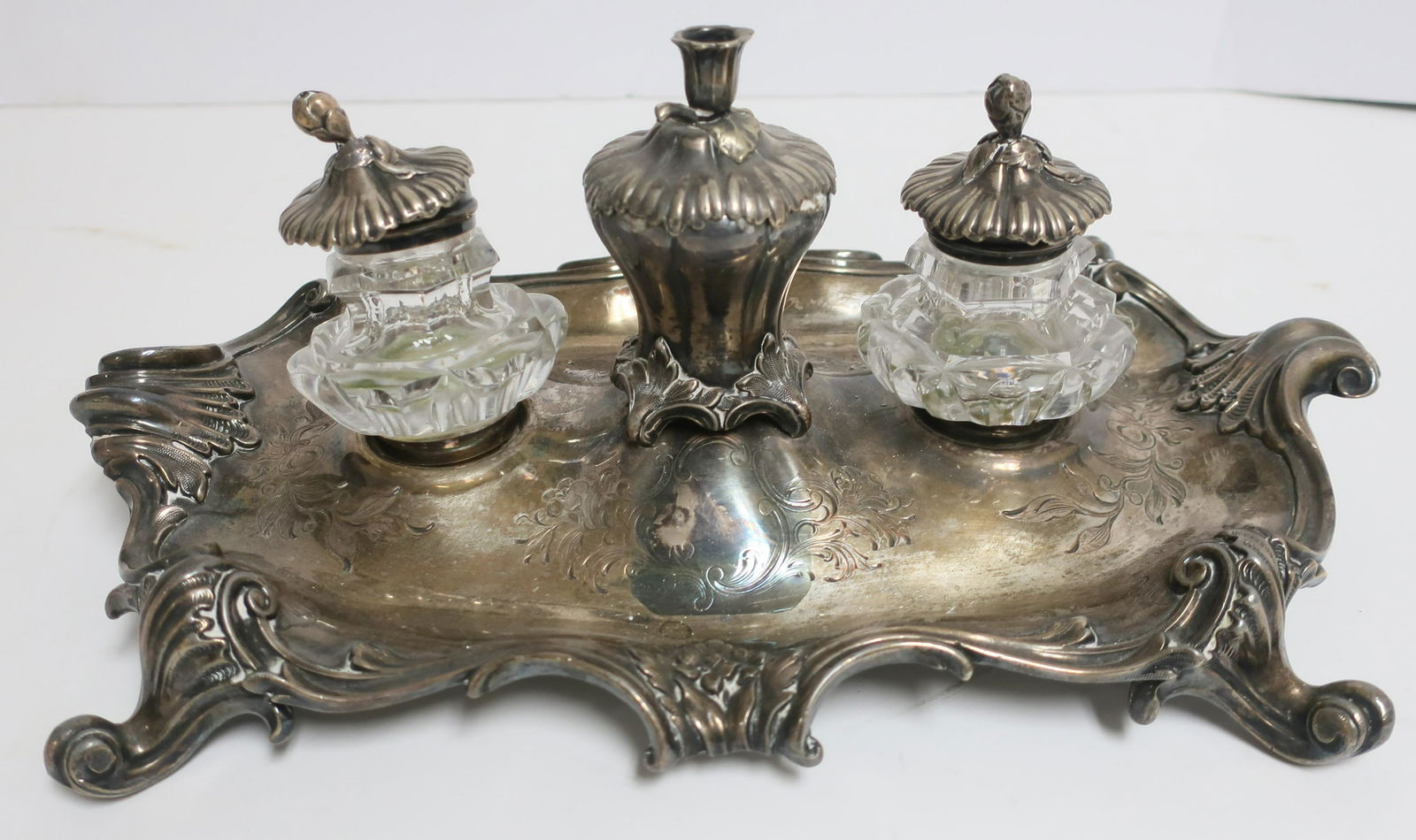 Louis XV Style Silver Plate Encrier (1 of 1)