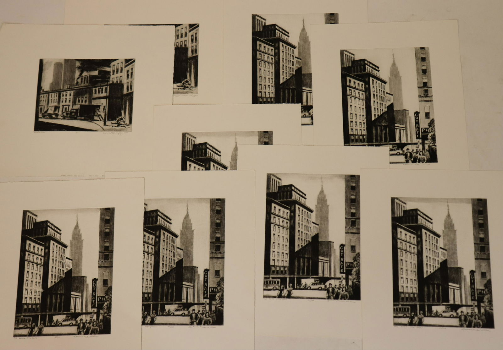 Lawrence Wilbur, 9 Etchings, New York scenes (1 of 4)