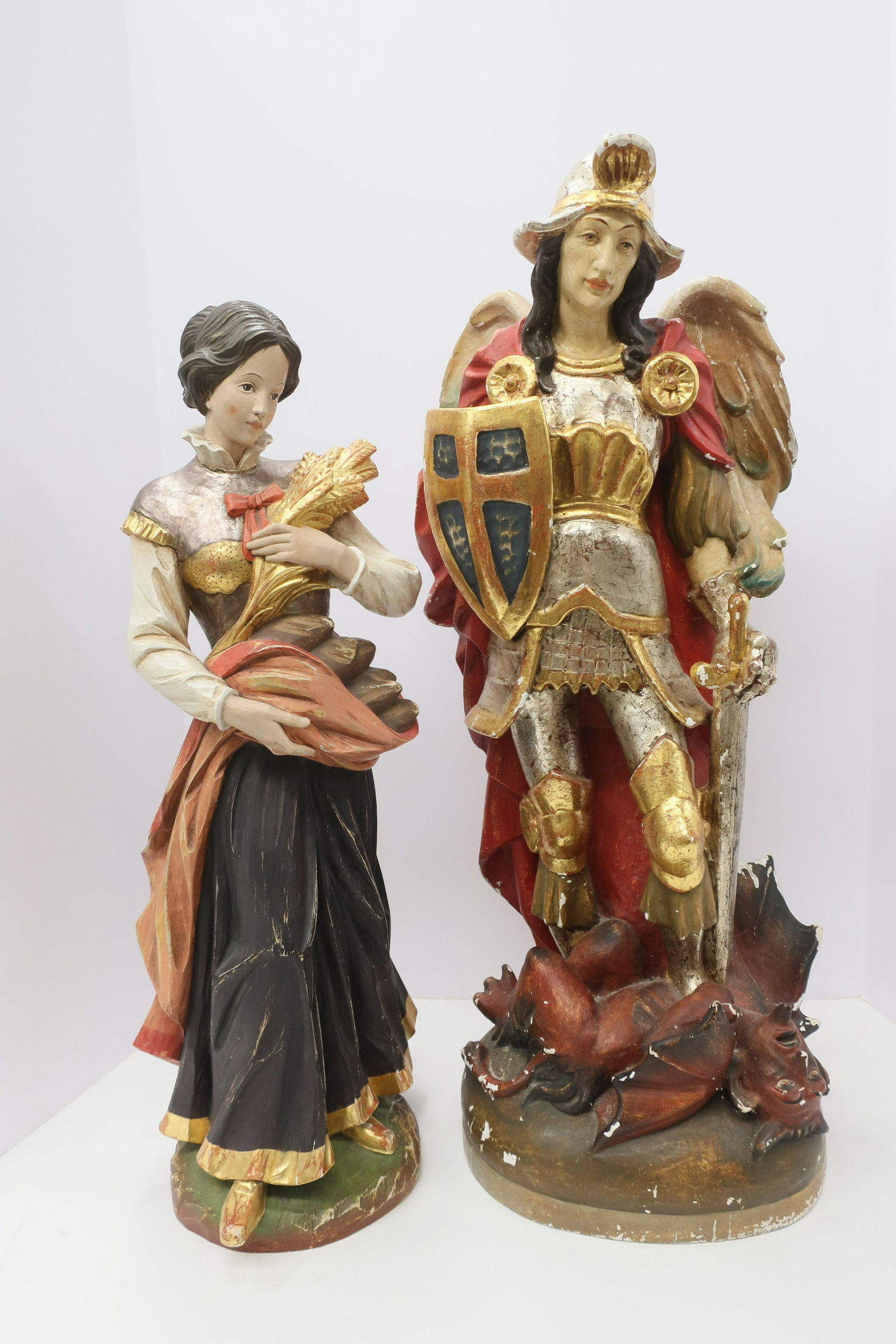 2 European Carved & Polychromed Figures (1 of 1)