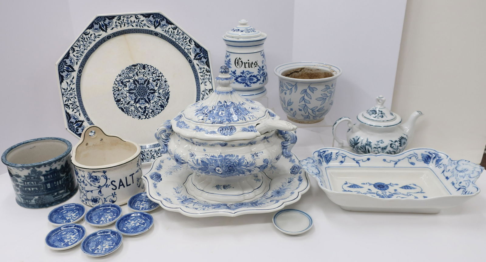 17 Assorted Blue and White Serving Porcelain (1 of 2)