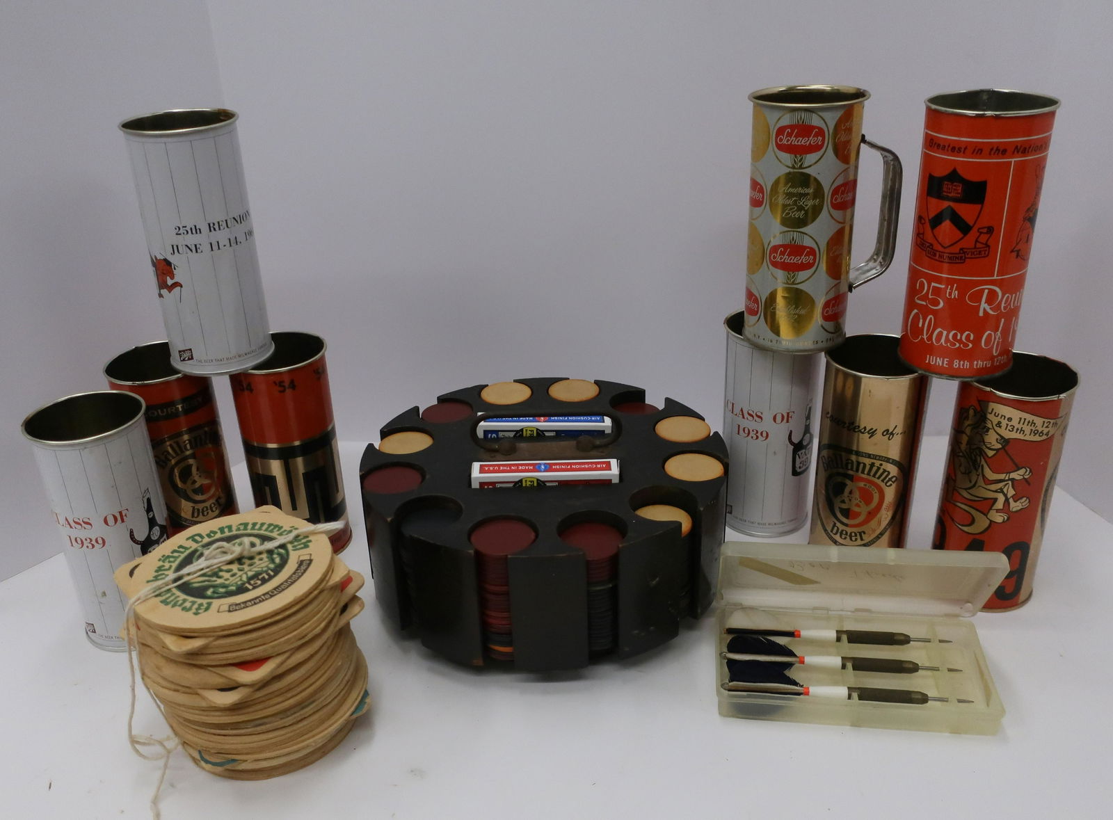 Vintage Reunion Beer Cans; Coasters;Darts;Poker (1 of 1)