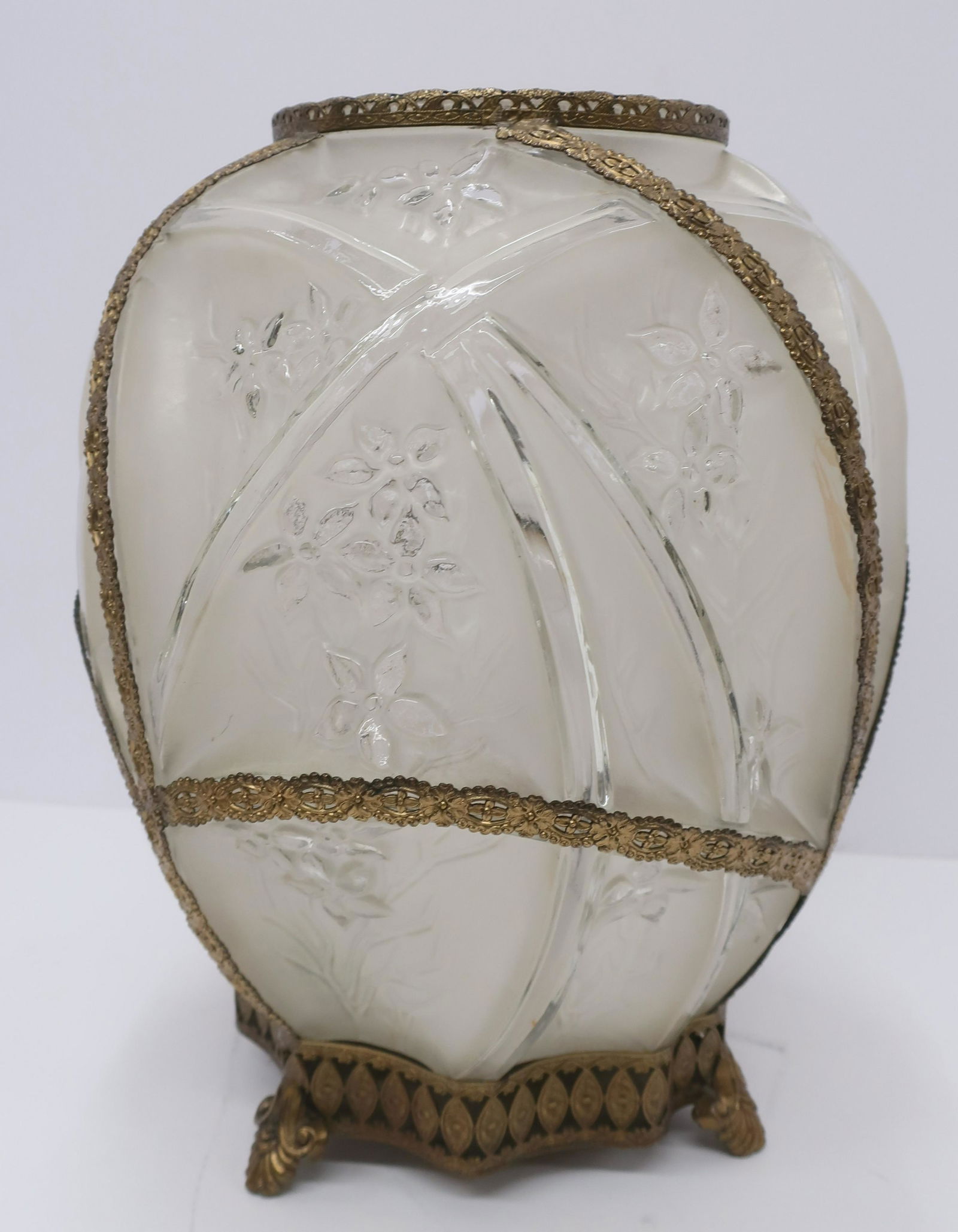 Large Frosted & Clear Glass Vase (1 of 2)