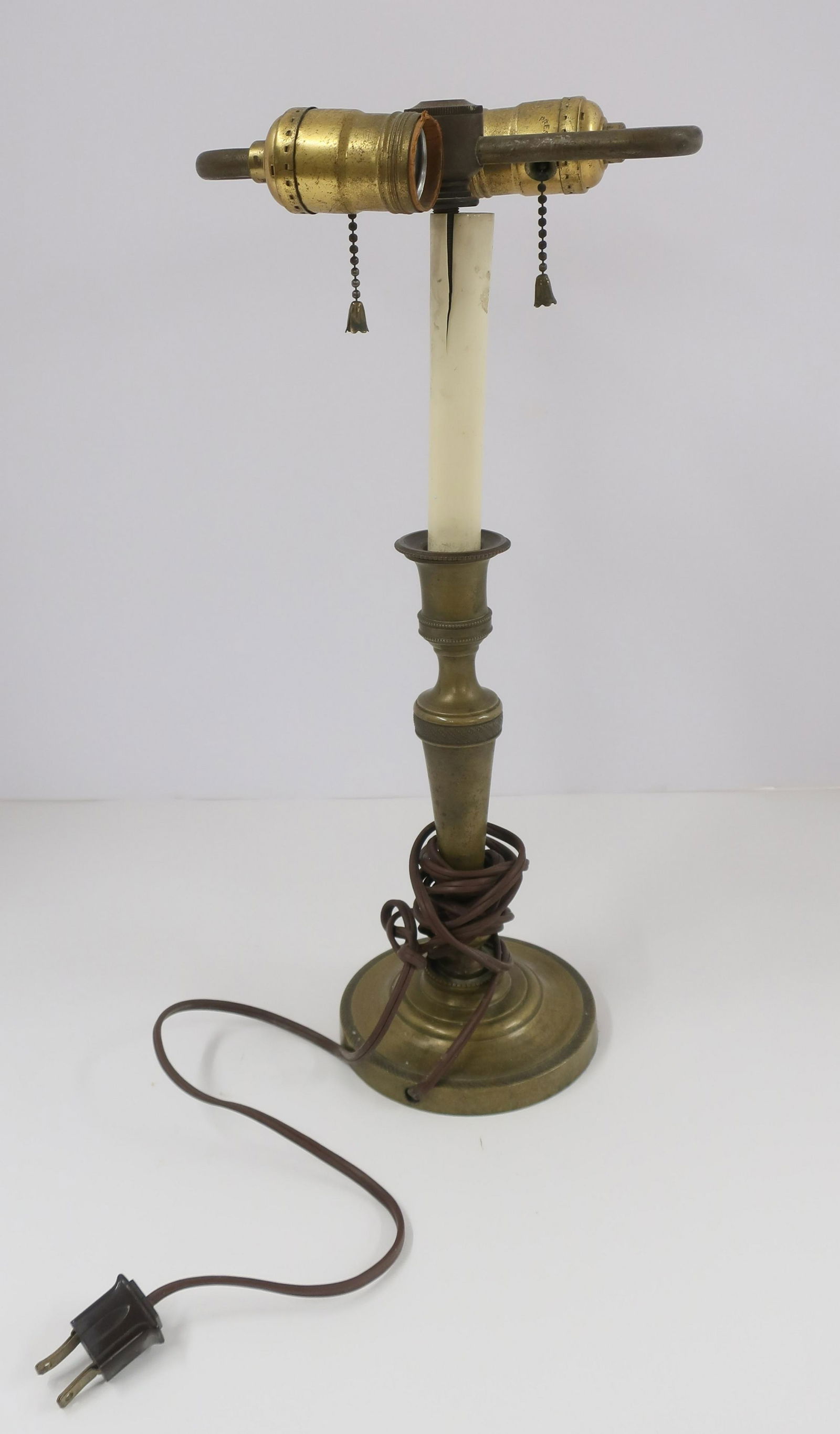 Brass Two Light Candlestick Lamp (1 of 1)