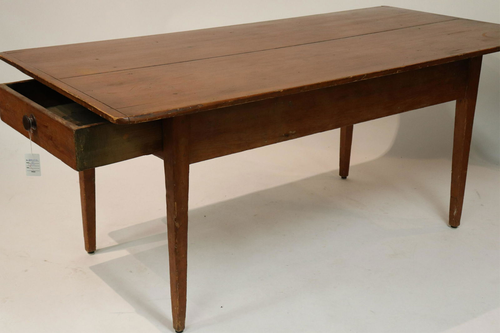 19th C. Pine Tapered Leg Country Farm Table (1 of 3)