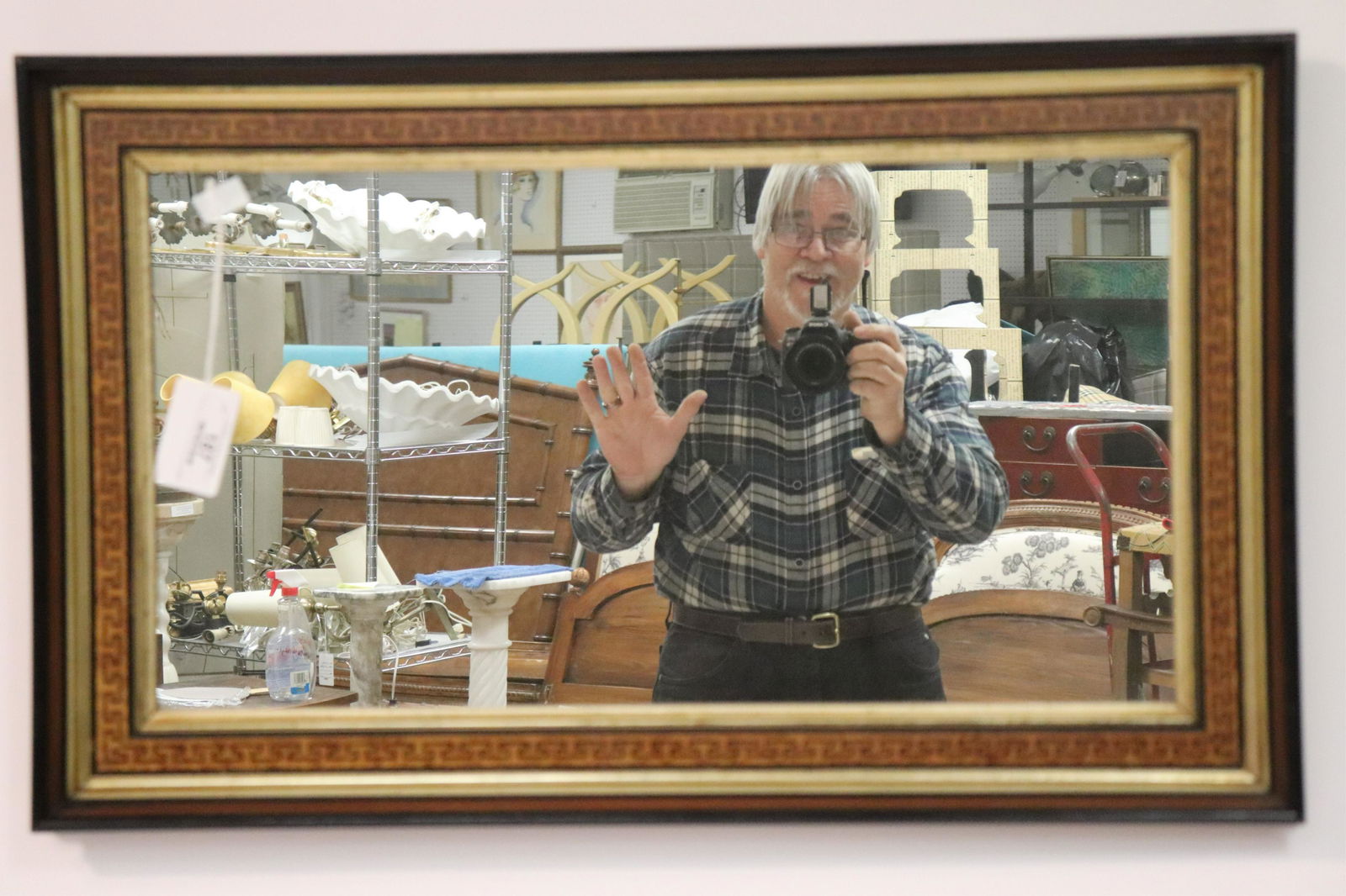 Attractive Walnut & Ebonized Mirror (1 of 3)