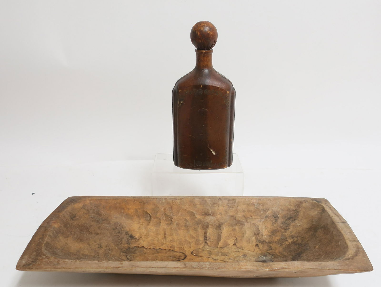 Antique Trencher and a Leather Clad Bottle (1 of 1)