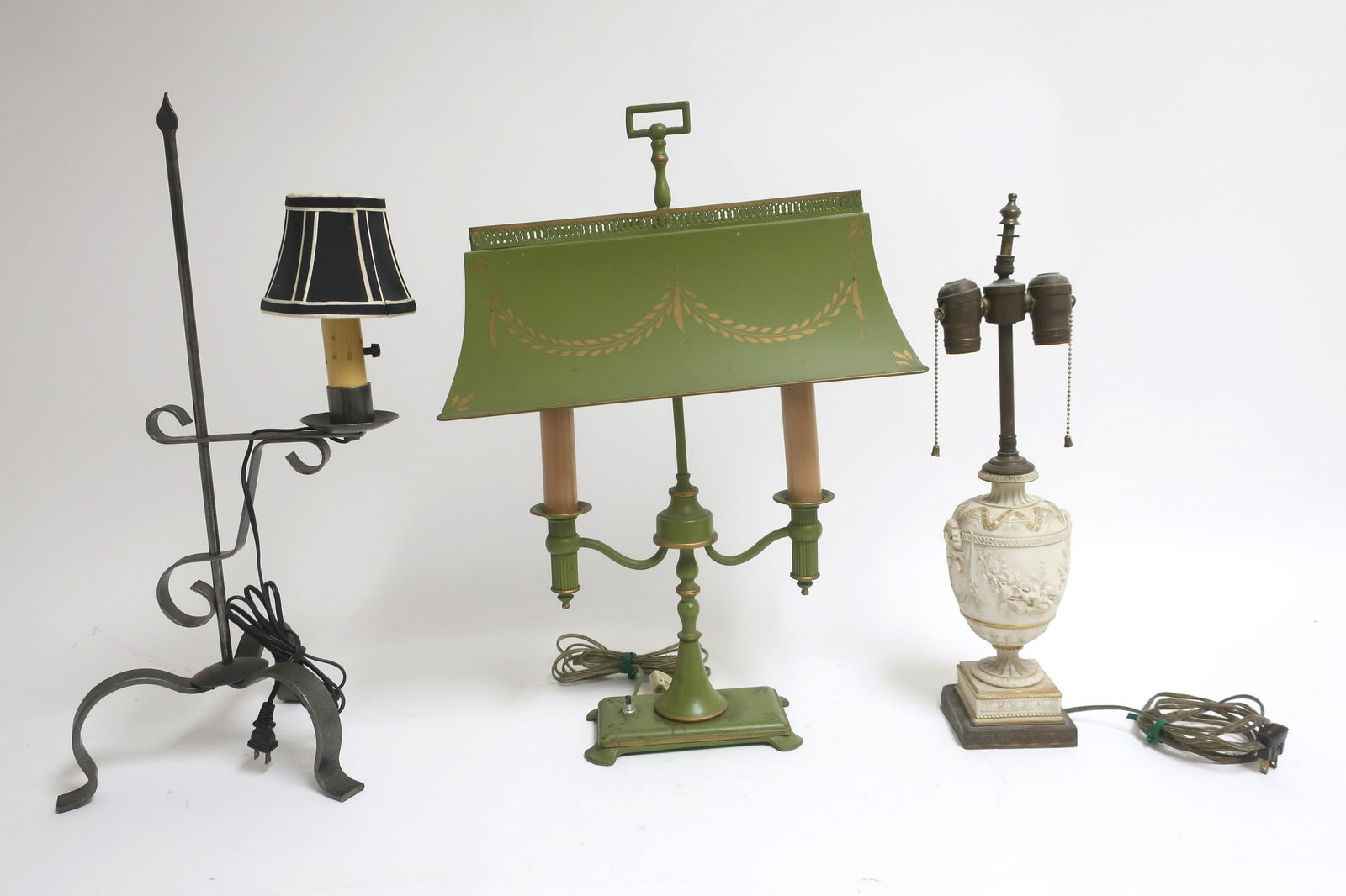 Three Lamps: Tole, Marriage Vows, Tripod Scrolled (1 of 1)