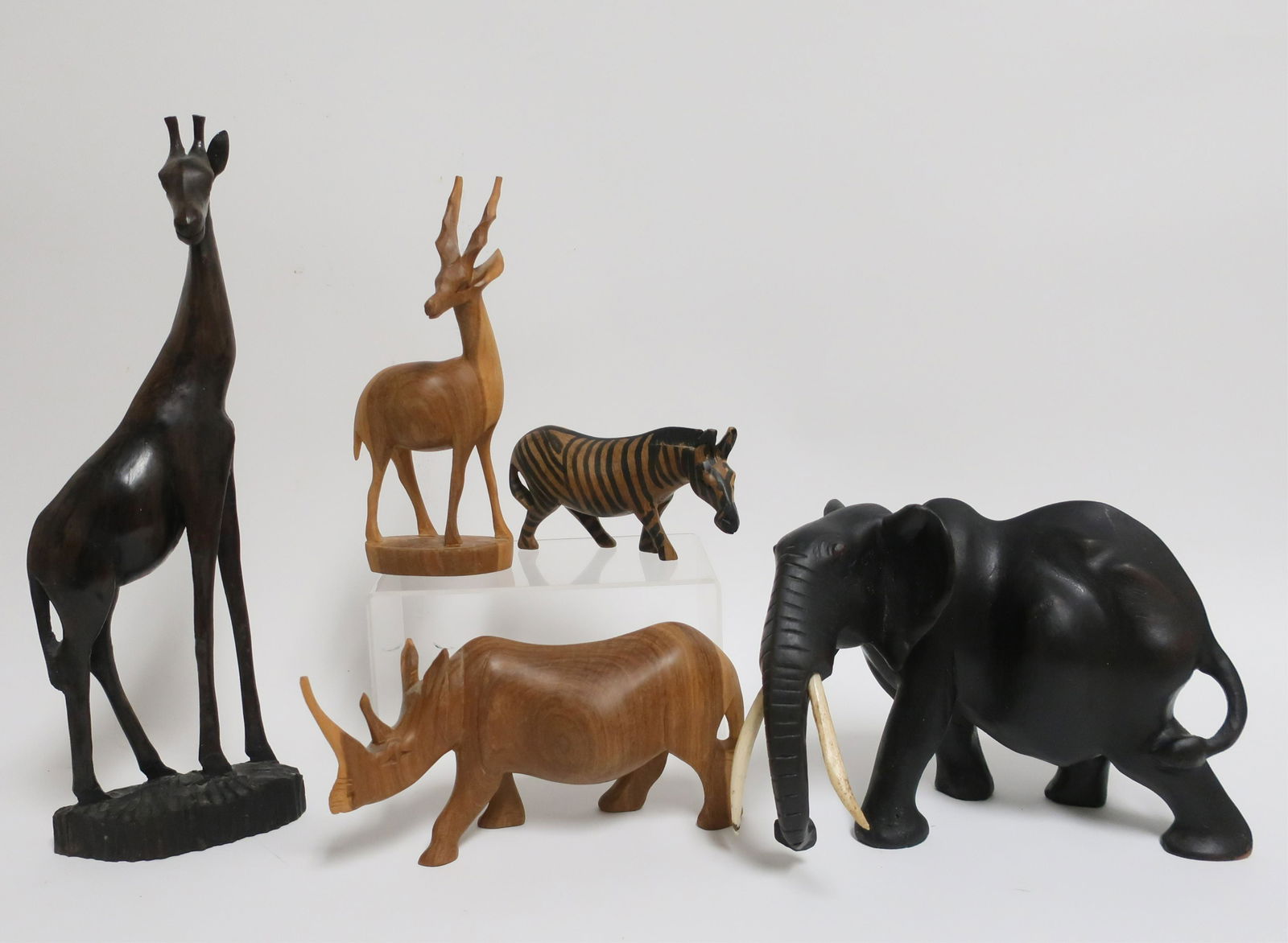 5 Carved Hardwood African Animals (1 of 1)