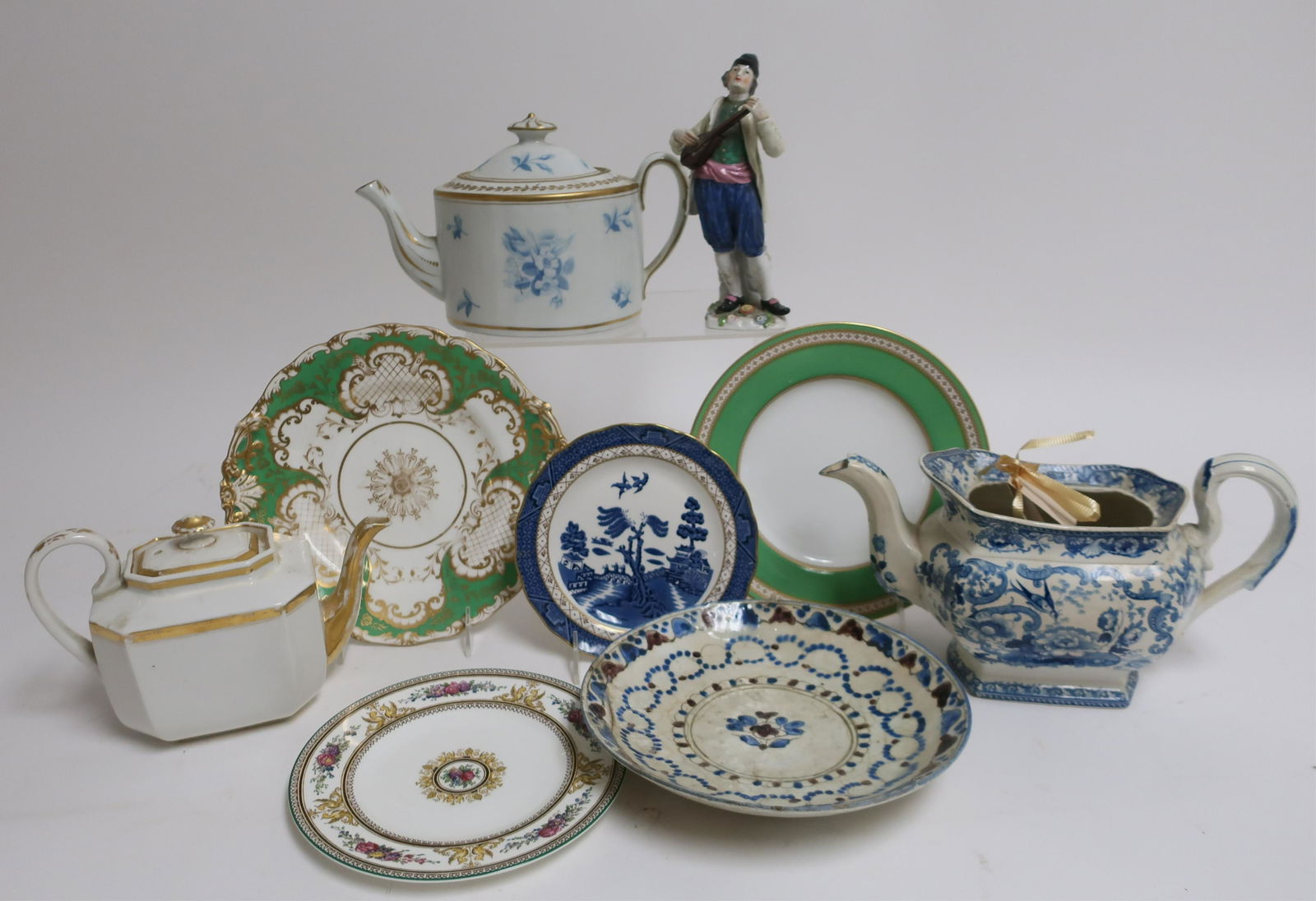 Antique Plates, Teapots, Figurine (1 of 2)