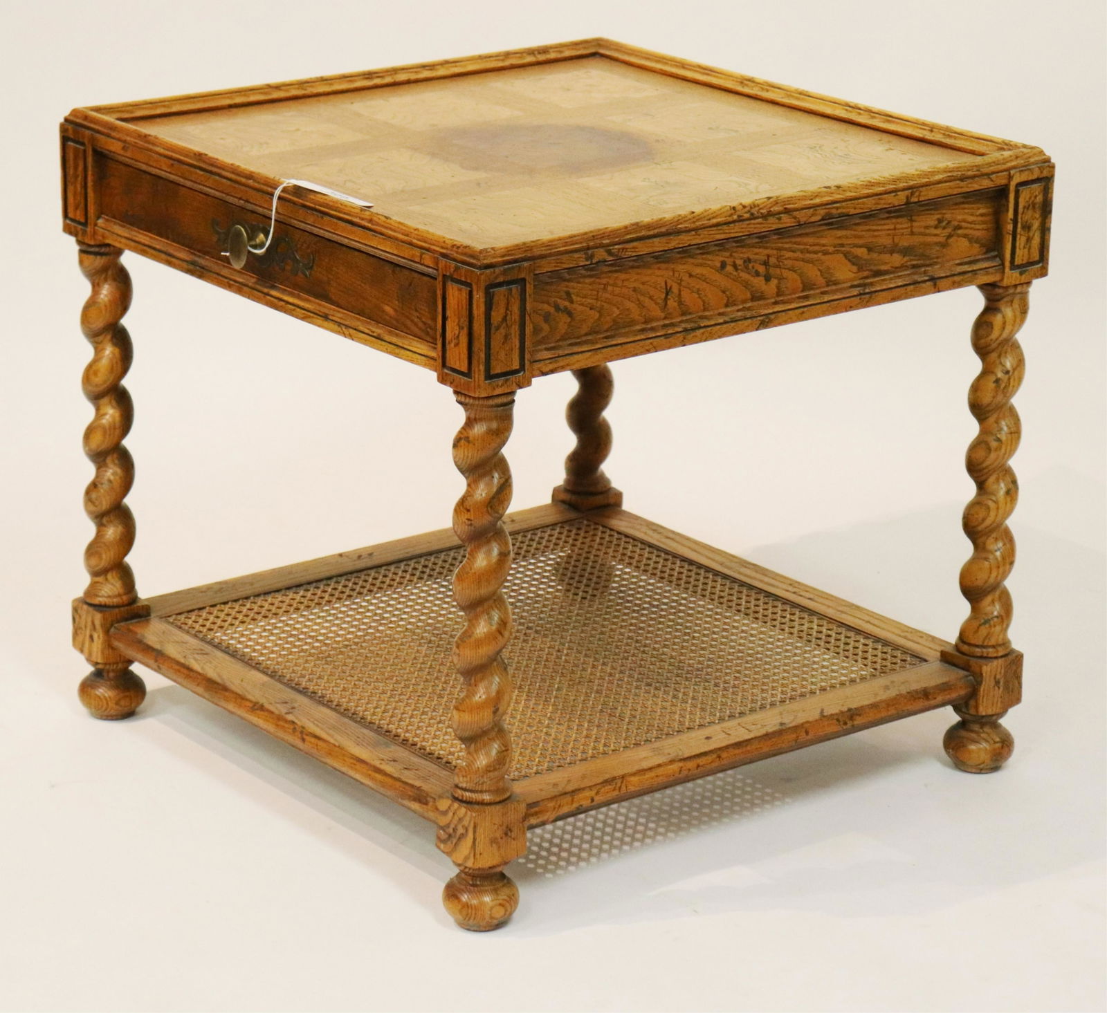 English Style Oak Parquet End Table (1 of 2)