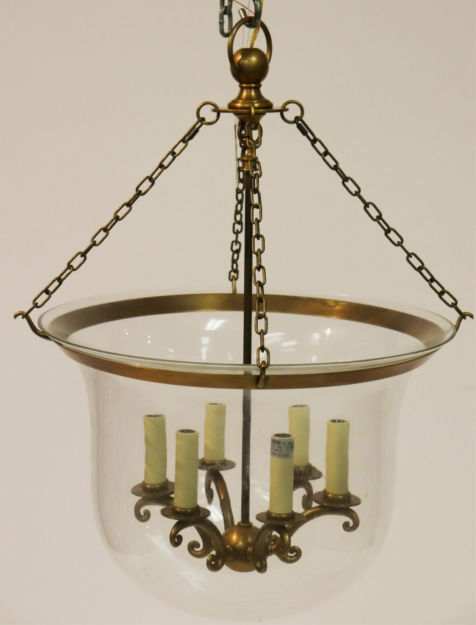 Large Hanging Glass & Brass Lantern (1 of 2)
