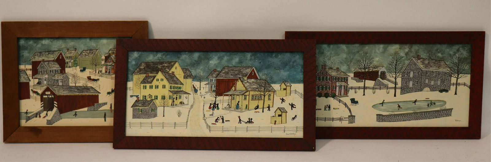 Delores Hackenberger, 3 Amish Folk Paintings O/C (1 of 4)