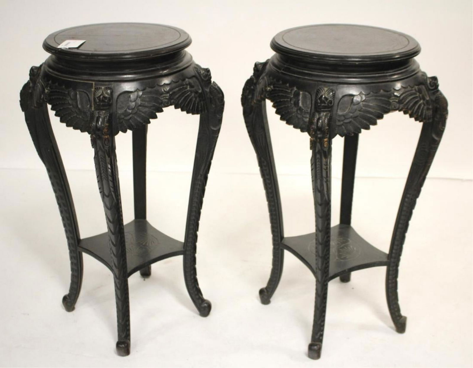 Pair of Black Lacquered Asian Pedestals (1 of 3)