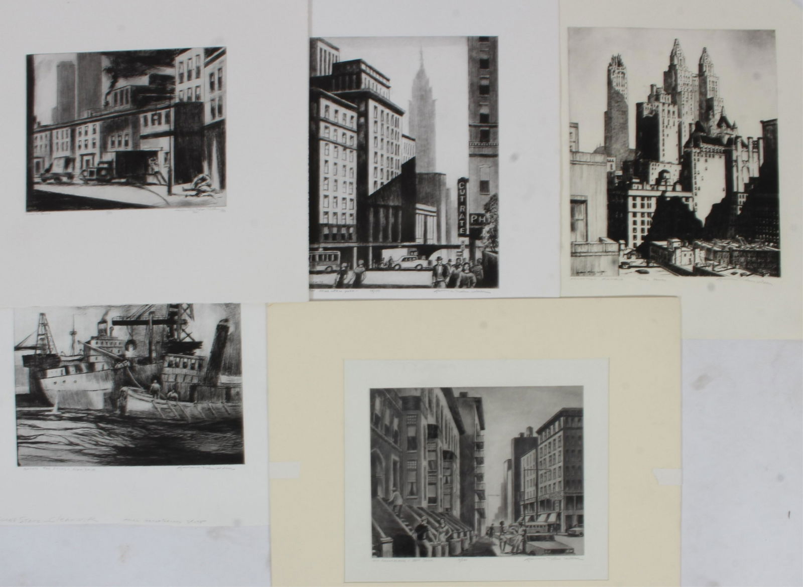 Lawrence Wilbur, 1897-1988, 5 NYC Etchings (1 of 7)