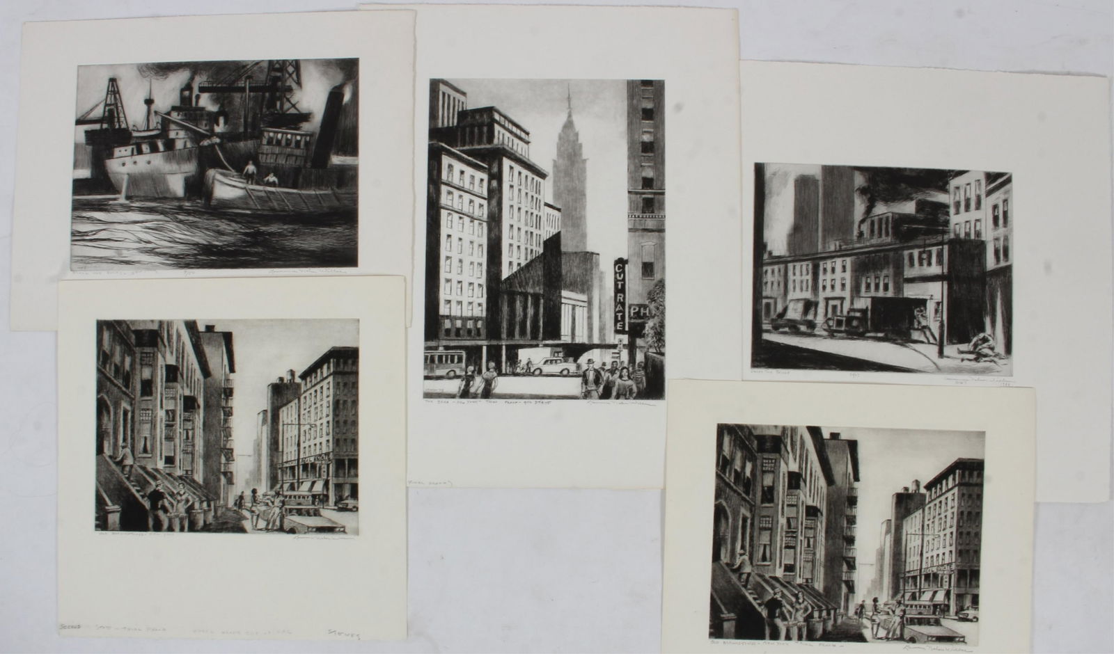Lawrence N. Wilbur, 1897-1988, 5 NYC Etchings (1 of 7)