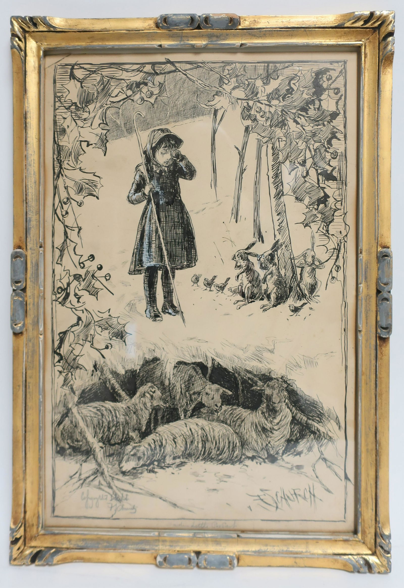 F.S. Church - Little Bo Peep, Pen & Ink (1 of 2)