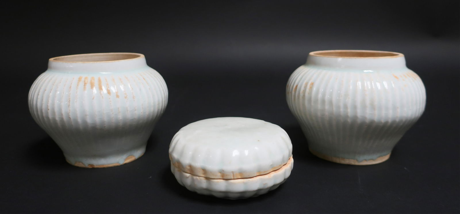 Pair Ribbed Qingbai Style Jars (1 of 4)