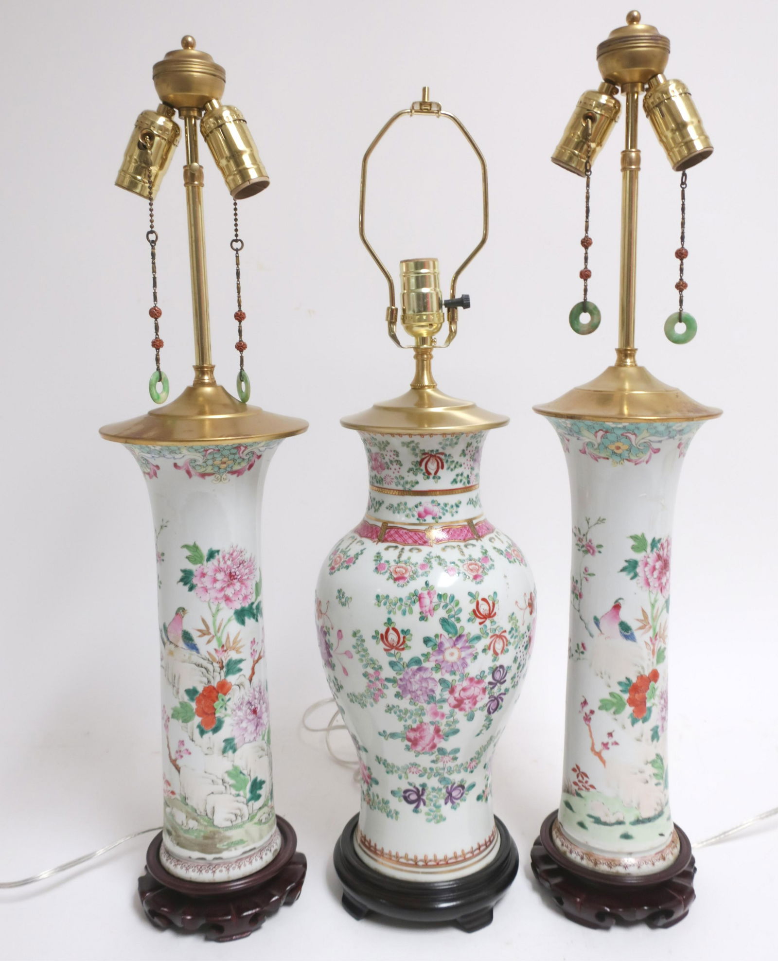 3 Chinese Famille Rose Porcelain Table Lamps (1 of 4)