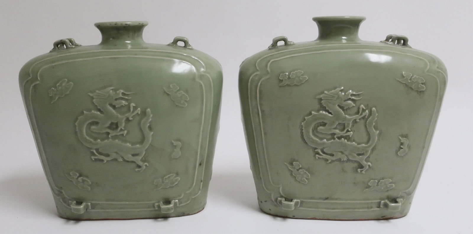Pair of Large Celadon Bianhi Shapes Vases (1 of 6)