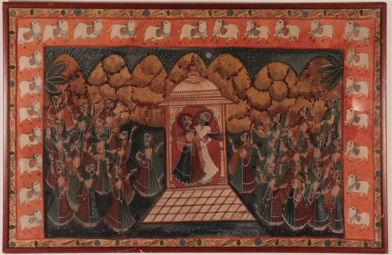 Pichhavai Hindu Painting, Wedding Scene, Gouache (1 of 6)