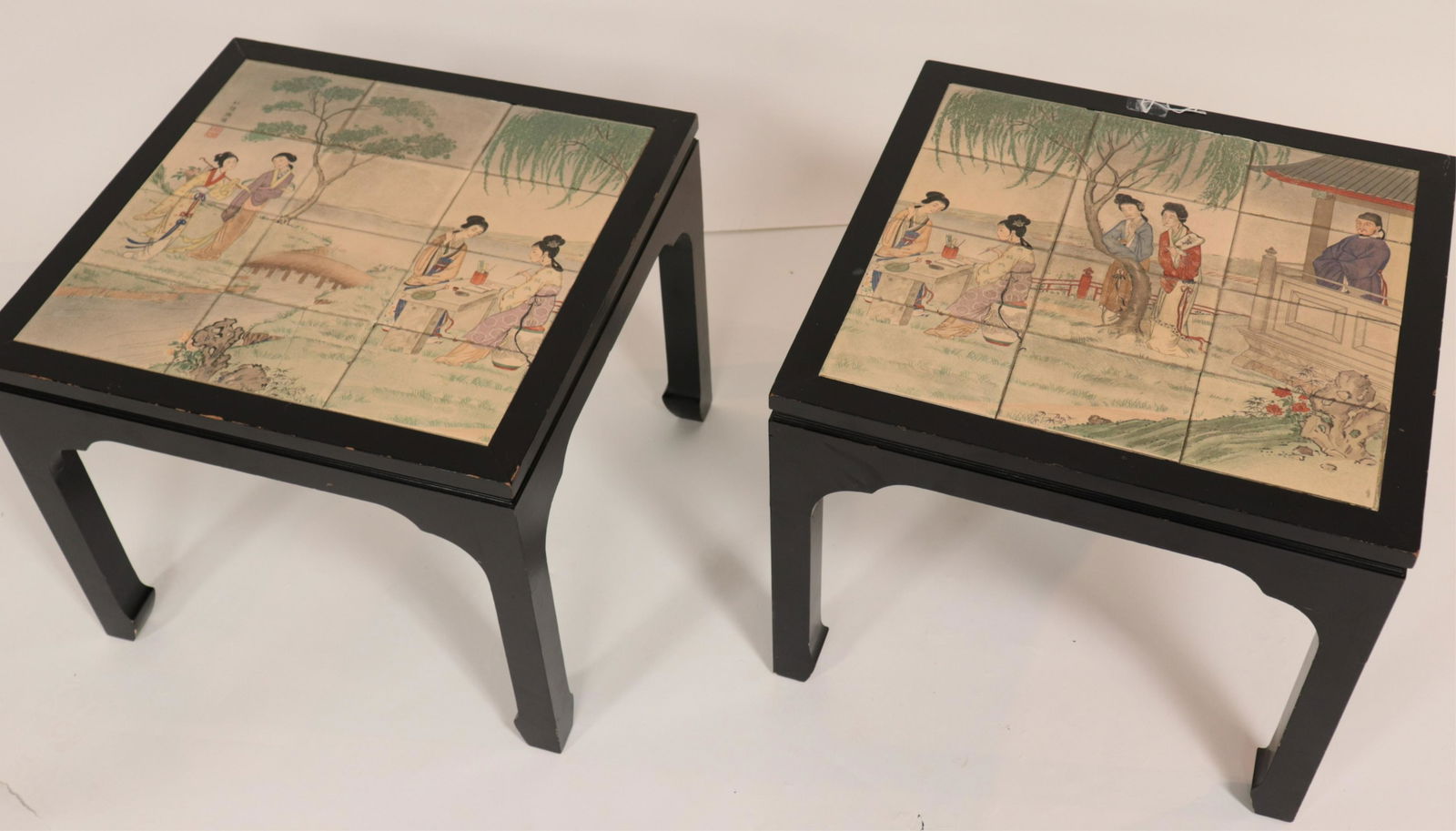 Pair of Chinese Style Inset Ceramic Side Tables (1 of 6)