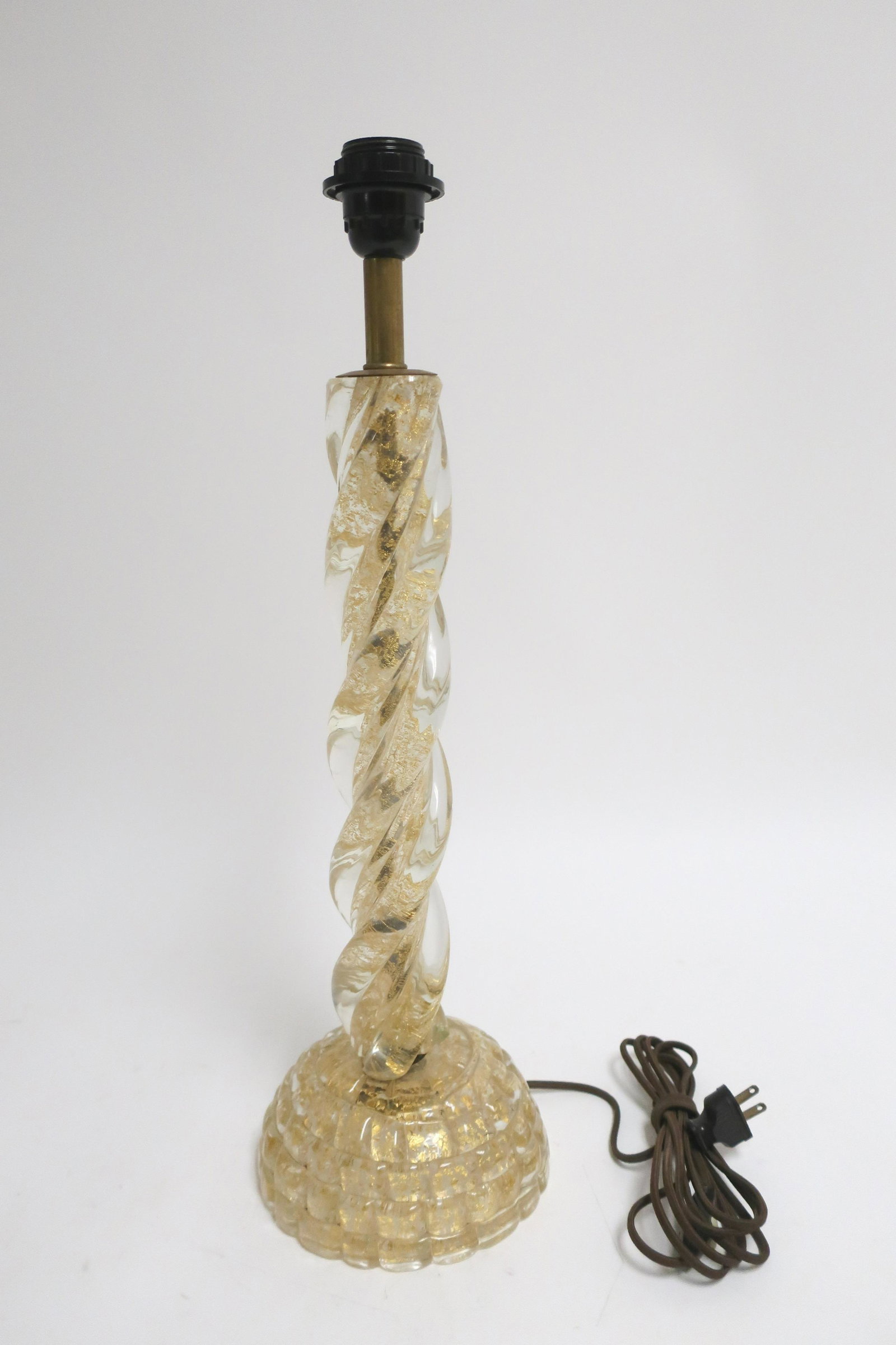 Barovier and Toso Gilt Clear Glass Lamp: Barovier and Toso Gilt Clear Glass Lamp, circa 1940, with paper label (NJWA228)(MS) Dimensions: To the fixture 17 3/4" Property from the Estate of an Important New York Modernism Dealer.