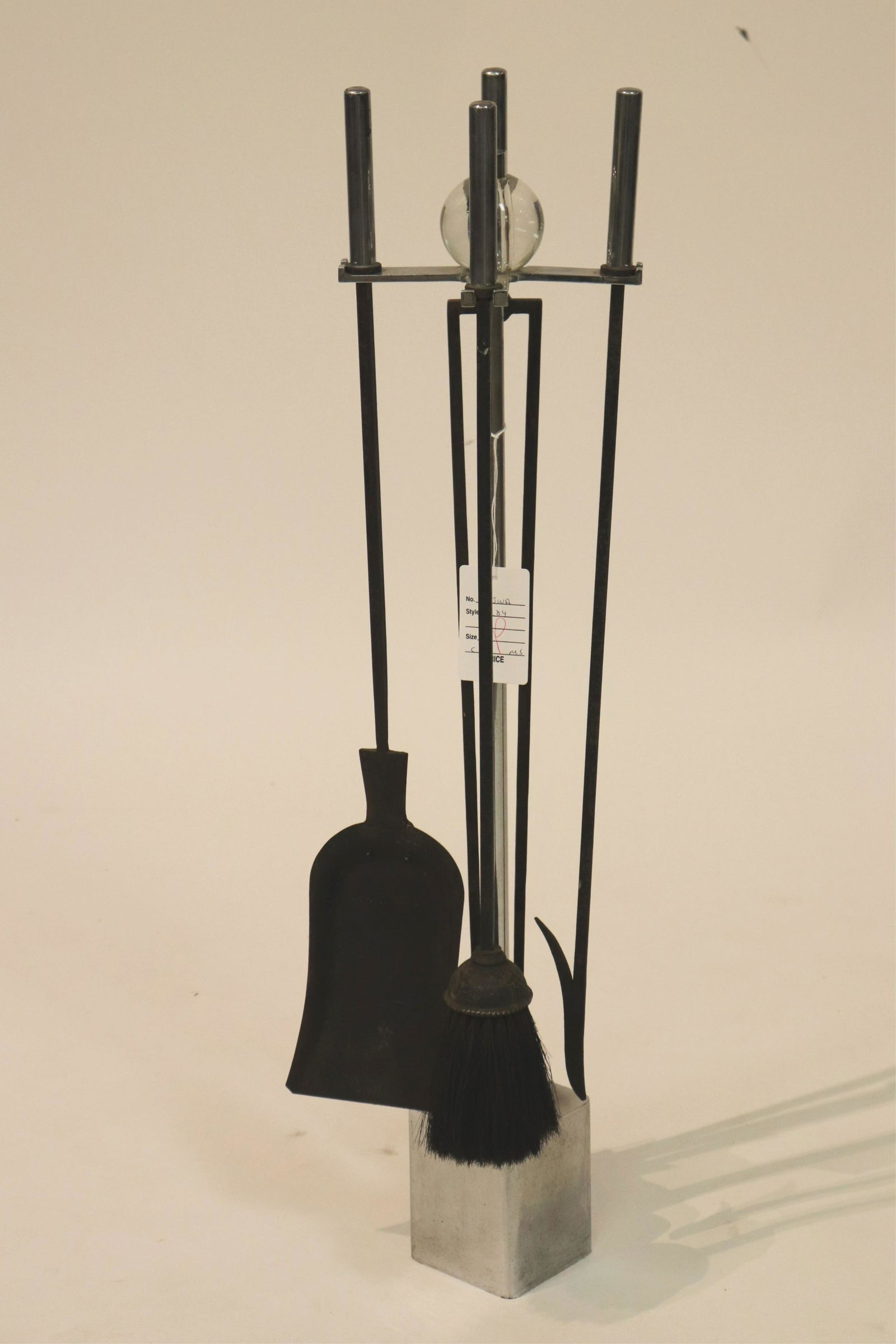 Set of Art Deco Chrome & Glass Fire Tools & Stand (1 of 3)