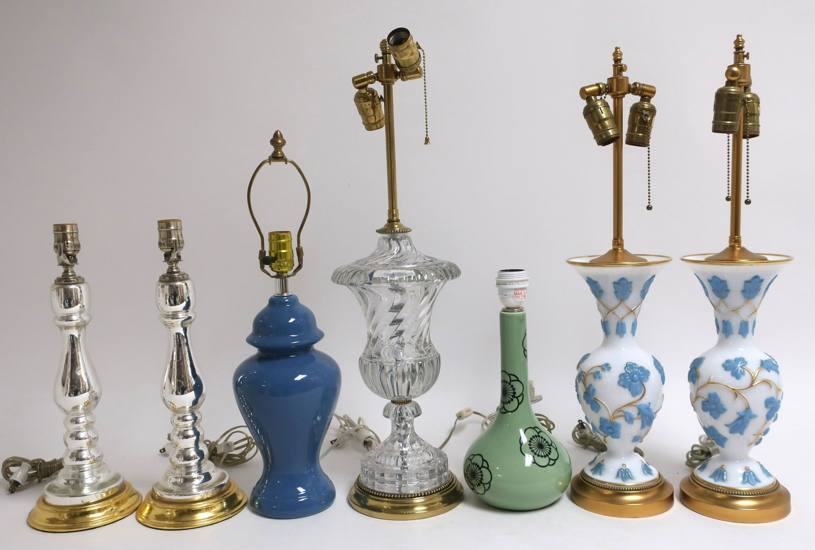 Group of 7 Glass & Porcelain Lamps (1 of 6)