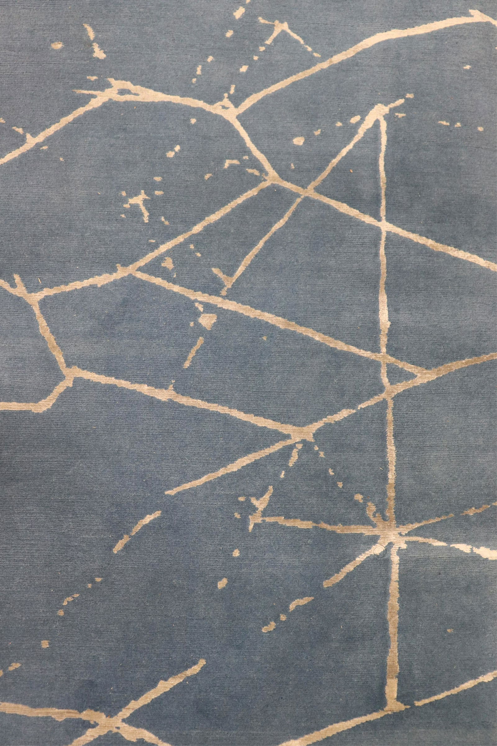 Blue & White Abstract Design Wool Hall Rug (1 of 5)