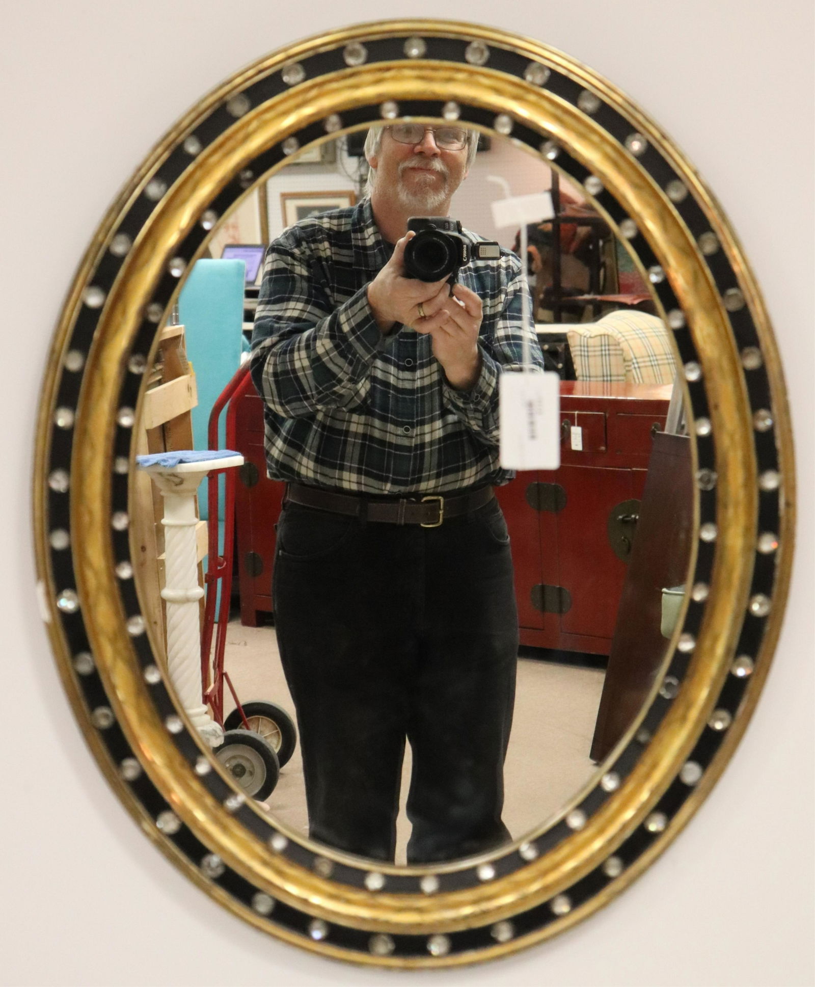 Irish Regency Parcel Gilt Ebonized Mirror (1 of 4)