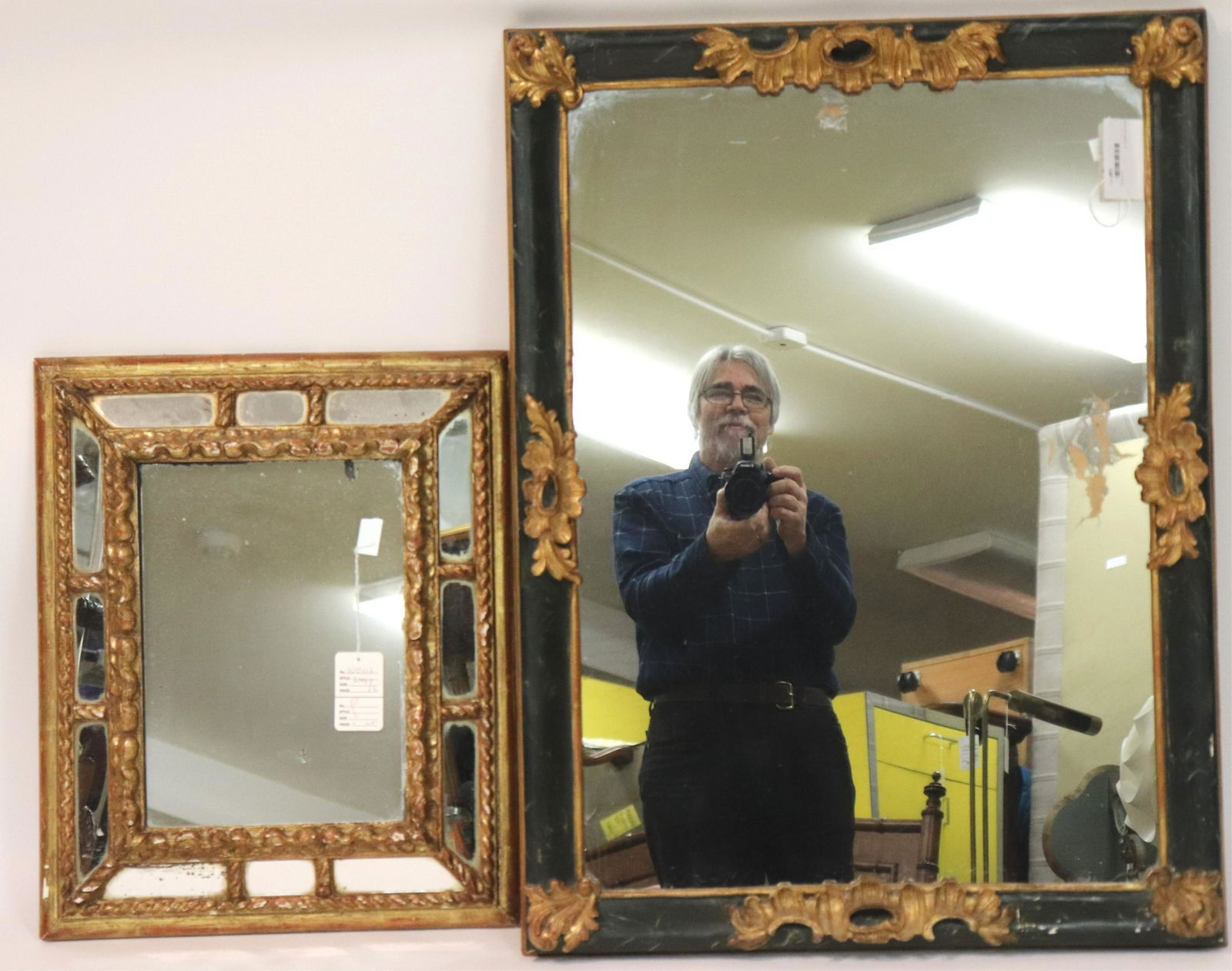 2 Similar Baroque Style Gilt & Painted Mirrors (1 of 6)