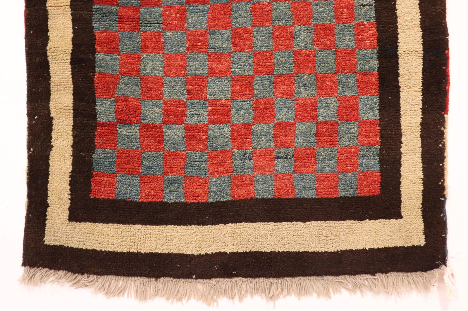 Art Deco Wool Runner, red & blue checkerboard (1 of 4)