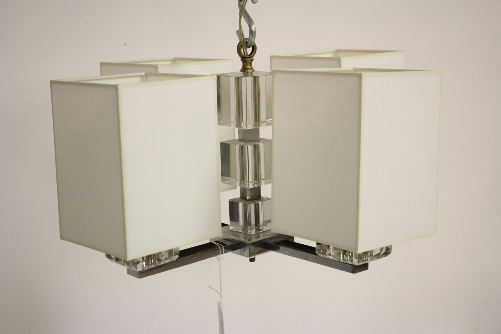 American Glass & Chrome 4-Light Chandelier (1 of 4)