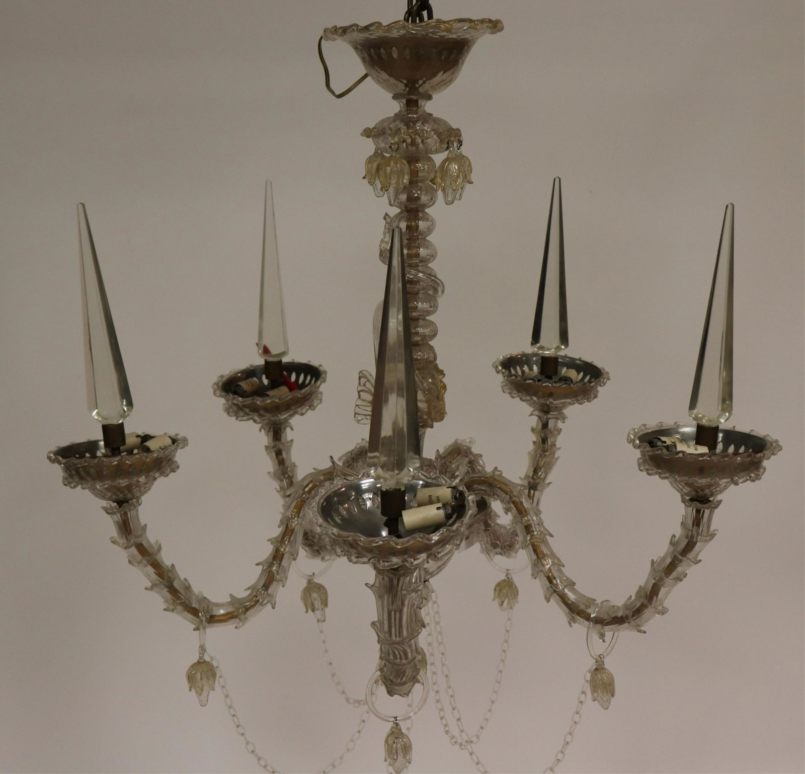 Venetian Gilt Clear Glass 5-Light Chandelier (1 of 6)