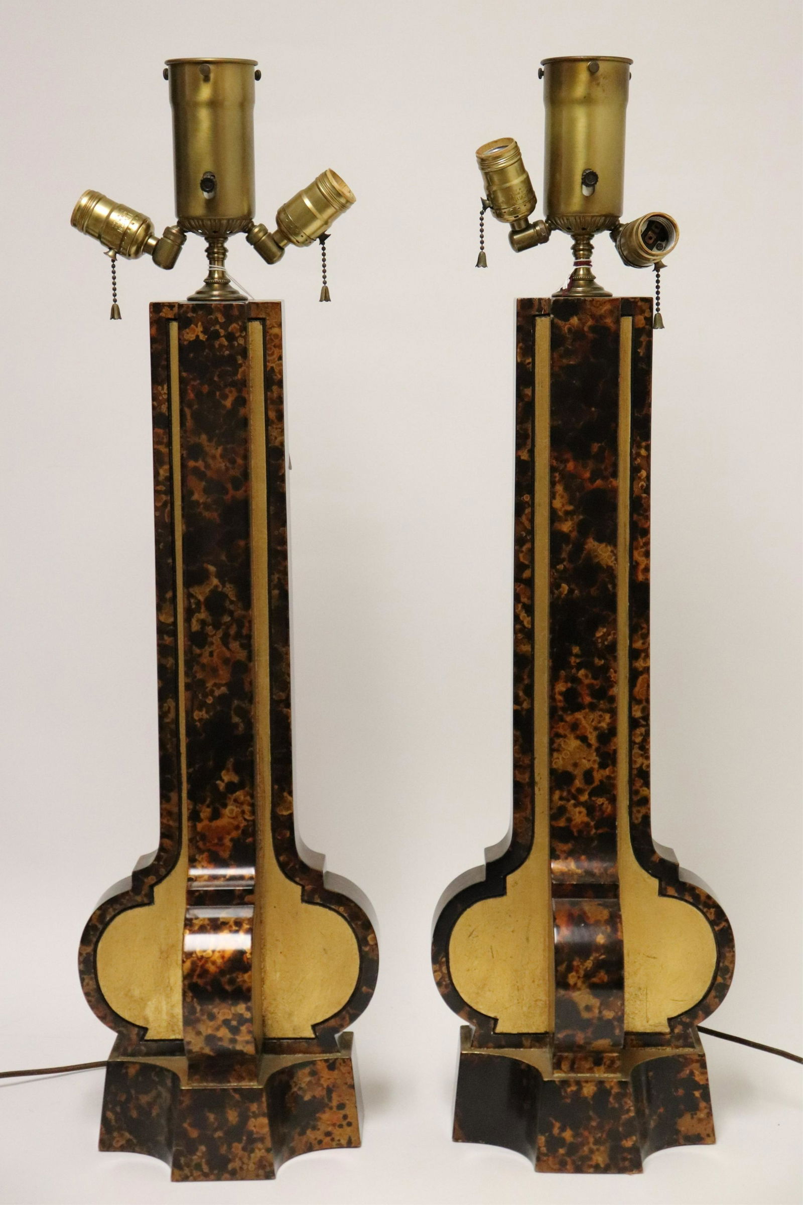 Pair Gilt Faux Tortoise Shell Lamps (1 of 4)