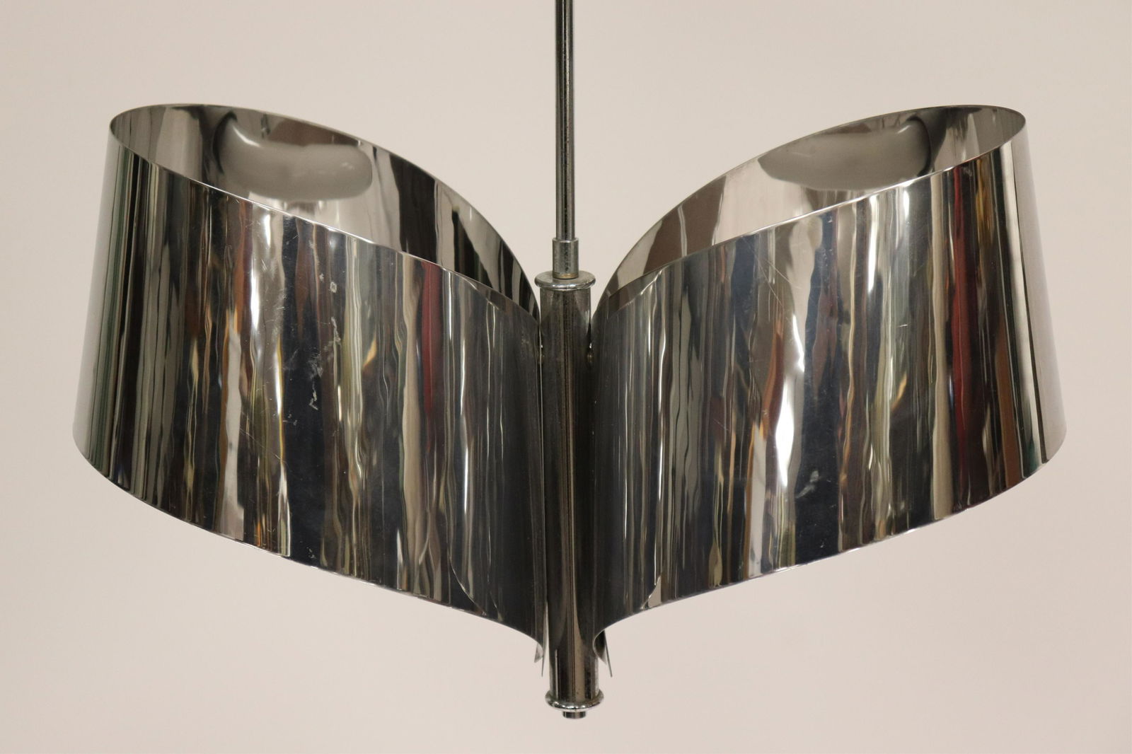 Modern Chrome 2-Light Chandelier, possibly Scarpa (1 of 3)