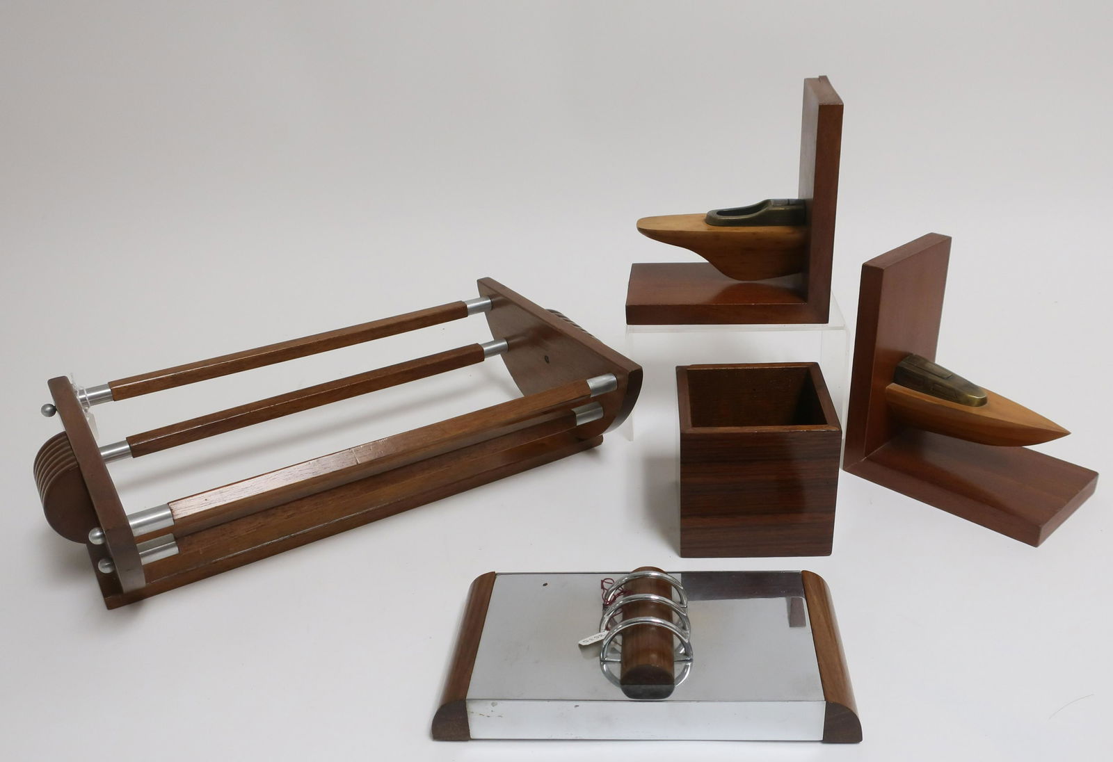 4 Art Deco & Other Objects, Tray, Bookends, Etc. (1 of 4)