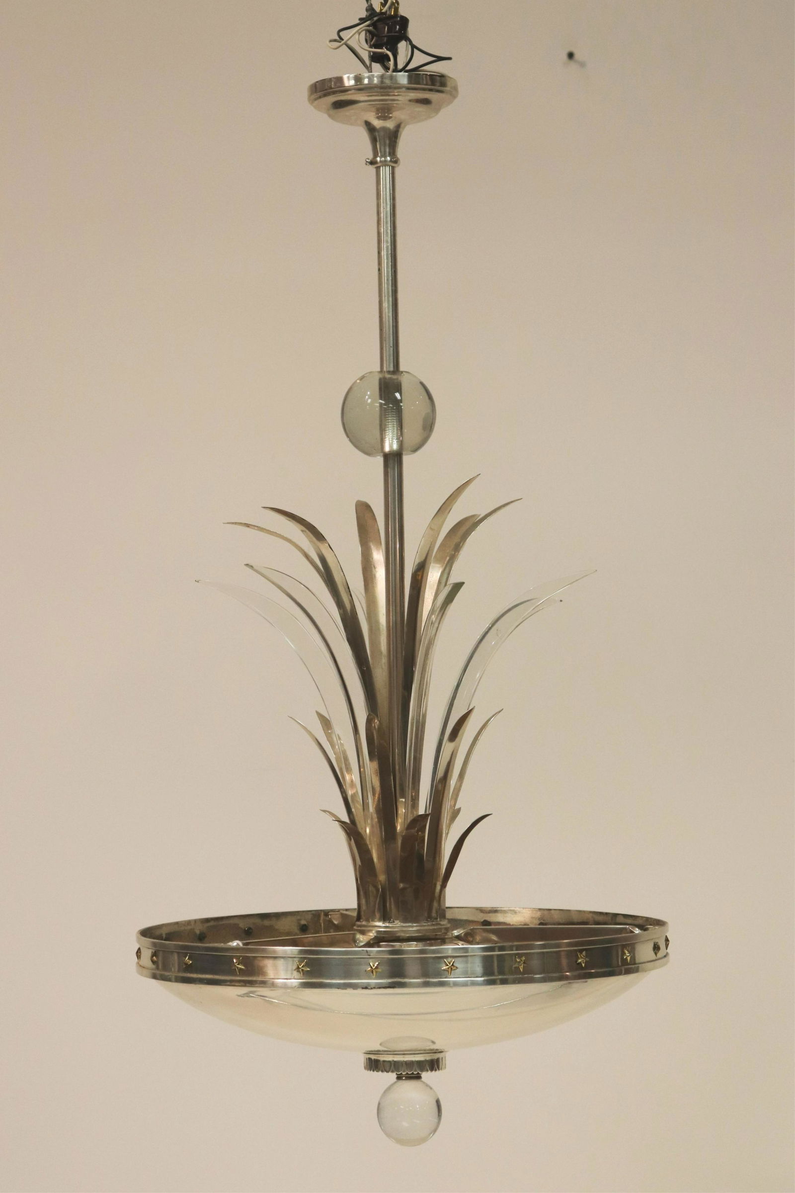 Caldwell Art Deco Nickel Plate & Glass Ceiling Fix (1 of 4)