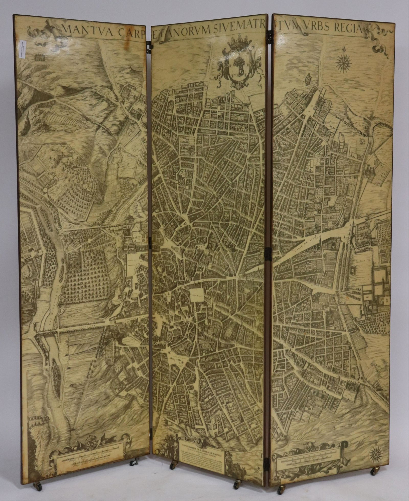 Topographical 3-Panel Screen of Madrid, circa 1950 (1 of 6)