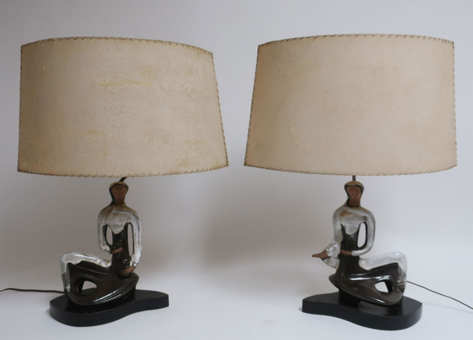 Pr Midcentury Ceramic Seated Figure Lamps (1 of 5)