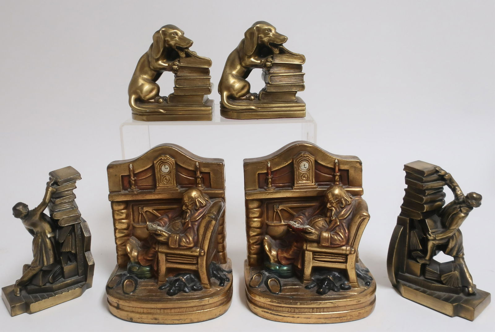 3 Pair Dog, Figural, Interior Vignette Bookends (1 of 5)